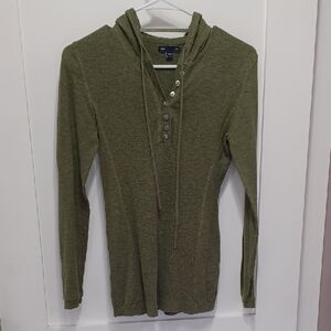 Olive Army Green Knit Hoodie Sweater Top from the Gap, Small